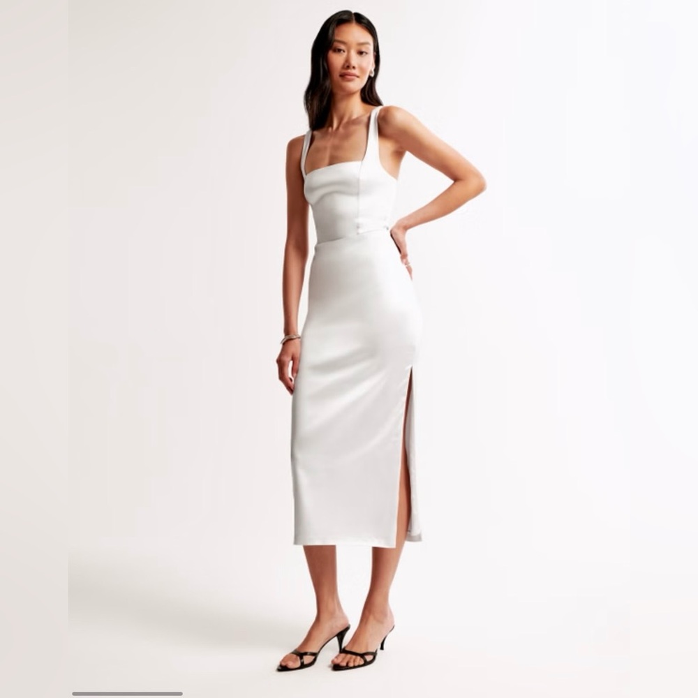 NWT A&F Sculpting Stretch Satin Midi Dress
